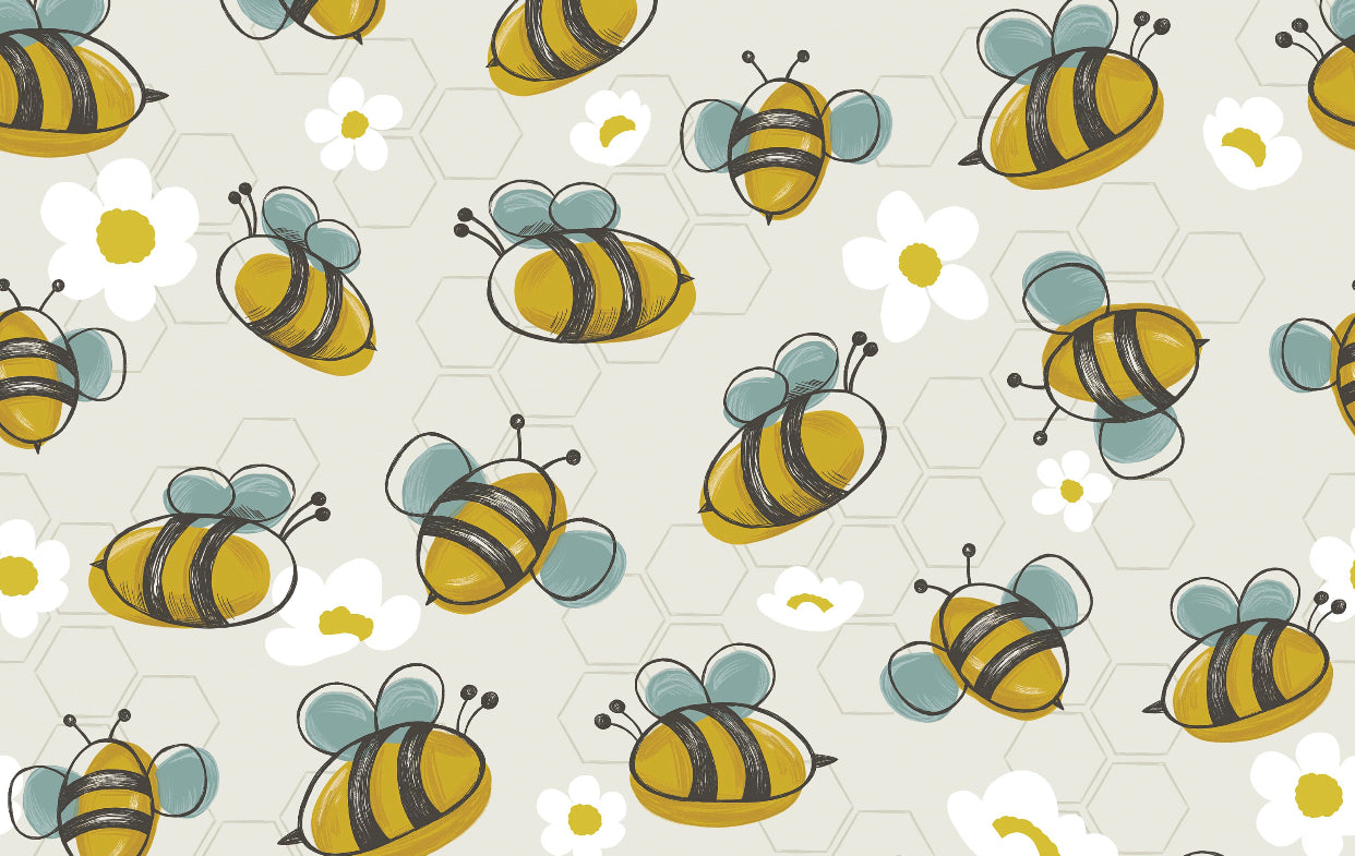 Bees on Ivory Yoga Stretch Headband