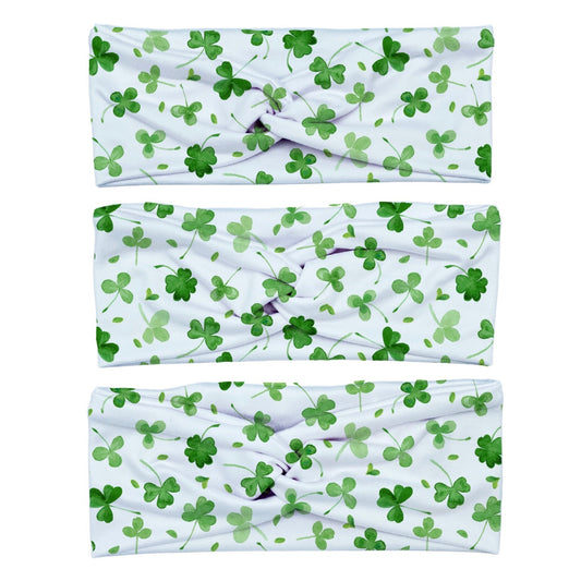 White Shamrock THICK Yoga Stretch Headband