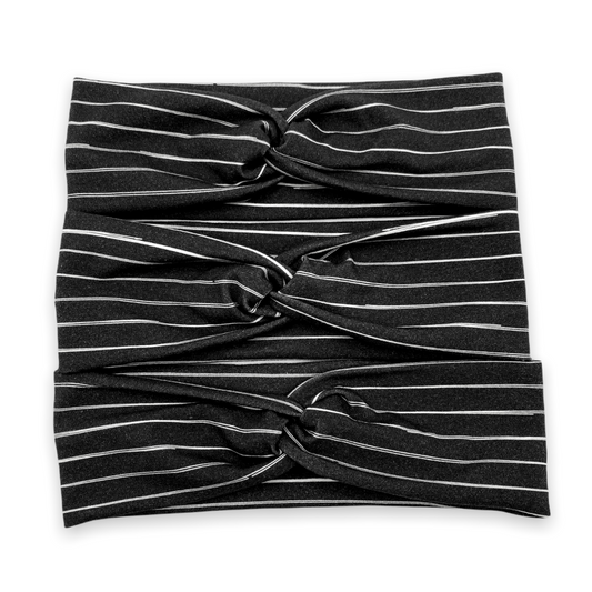 White Stripe on Black Headband