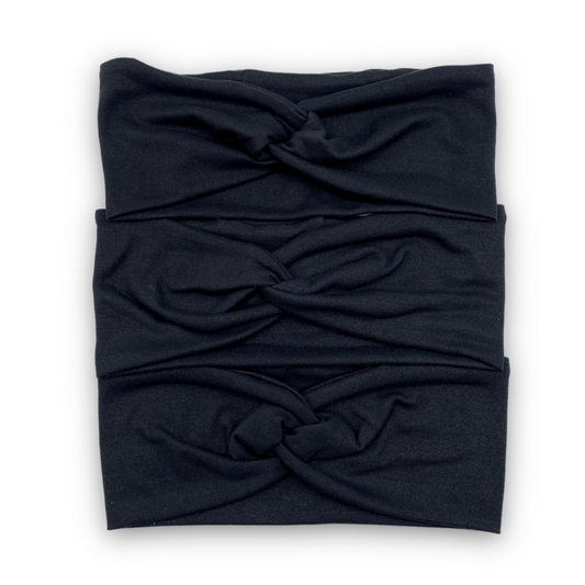 Solid Black THICK Yoga Stretch Headband