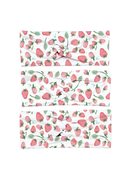 Preorder White Strawberries Yoga Stretch Headband