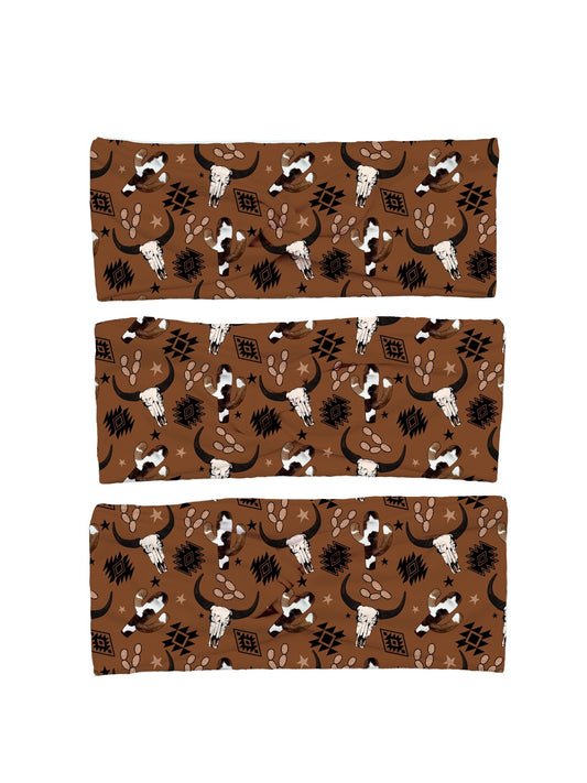 Western Brown Skull Yoga Stretch Headband