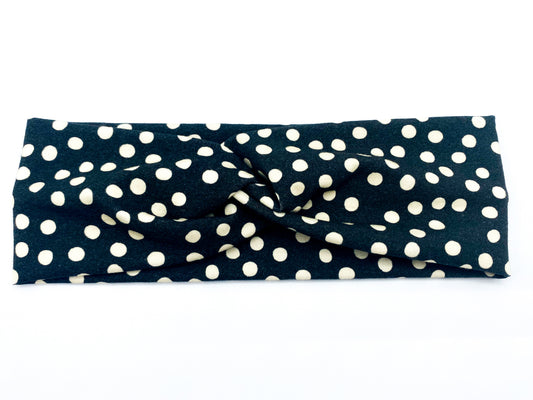 Black Cream Dots Headband