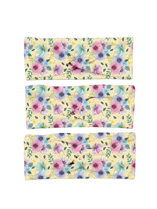 Yellow Easter Floral Yoga Stretch Headband