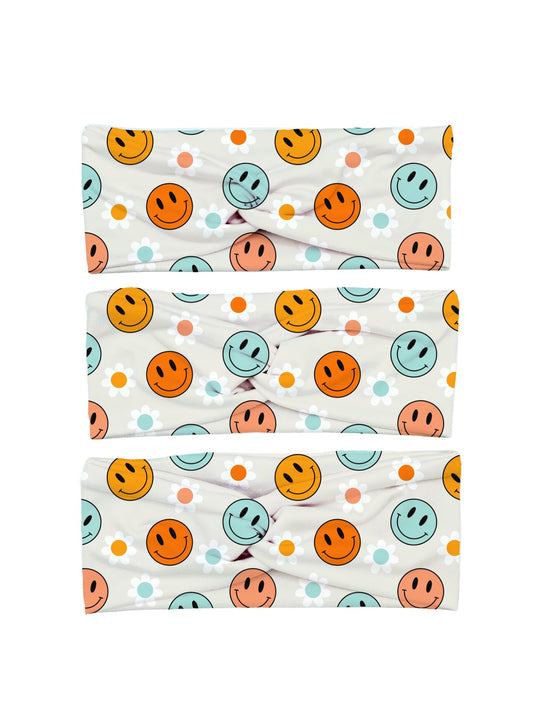 Retro Smiley Face Yoga Stretch Headband