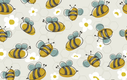 Bees on Ivory Yoga Stretch Headband