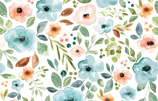 Blue Watercolor Peonies Yoga Stretch Headband
